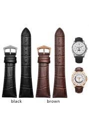 For any brand watchband watch strap 25mm large width black brown mens cowhide genuine leather bracelet waterproof bracelets & tools