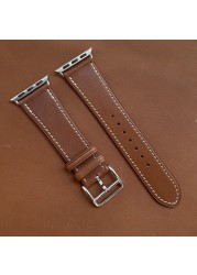 Kebitt High Quality Swift or Barenia Leather Single Round Smart Watch Strap for Apple Watch 7 6 Se 5 4 3 Strap 40mm 44mm 41mm 45mm