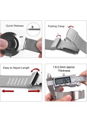 Stainless steel mesh watch band for men women, quick release mesh watch straps 16mm 18mm 19mm 20mm 21mm 22mm