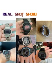 Metal Case + Bezel Strap for G-shock DW5600/5610 GW5600E Stainless Steel Watch Band for Casio DW/GW5000 DW5035 Watch Accessories