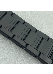 Solid 20mm Width Sterile Black PVD Coated Watchband Stainless Steel Folding Clasp Suitable for SPB185/187 Watches