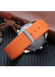 Rubber watch strap 20mm 22mm silicone watchband suitable for omega watch band folding clasp curved end wrist strap