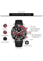 Mens Watches Top Brand Luxury Quartz Waterproof Fashion Multifunction Sports Wristwatches Black Silicone Strap Relogio Masculino