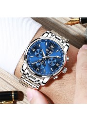 OLEVS Men's Mechanical Watch Fashion Moon Phase Watch Waterproof Luxury Brand Mens Wristwatches Automatic Multifunction