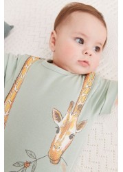 FatFace Baby Green Crew Giraffe Romper