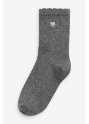 7 Pack Cotton Rich Heart Embroidered Ankle Socks