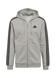 adidias Fleece 3 Stripe Zip Through Hoodie