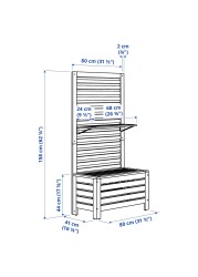 ÄPPLARÖ Bench w panel+ shelves, outdoor