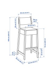 NORRÅKER Bar stool with backrest