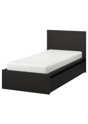 MALM Bed frame, high, w 2 storage boxes