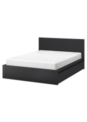 MALM Bed frame, high, w 4 storage boxes