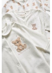 3 Pack Delicate Appliqué Baby Sleepsuits (0-2yrs)