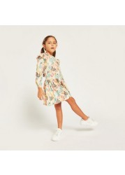 Juniors Printed Dress with Frill Detail and Long Sleeves - Set of 3