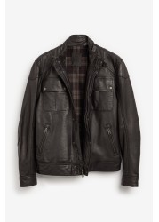 Signature Four Pocket Leather Biker Jacket