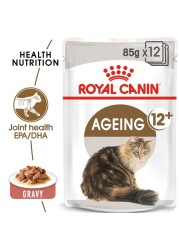 Royal Canin Feline Health Nutrition Ageing +12 Wet Cat Food (Chunks in Gravy, Adult Cats, 85 g)