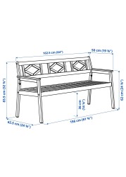 BONDHOLMEN Bench with backrest, outdoor