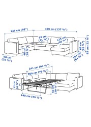 VIMLE Corner sofa-bed, 5-seat