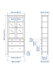 HEMNES Glass-door cabinet with 3 drawers