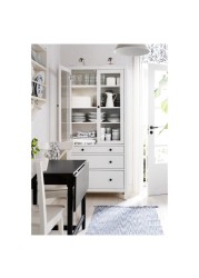 HEMNES Glass-door cabinet with 3 drawers