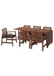 ÄPPLARÖ Table+6 chairs w armrests, outdoor