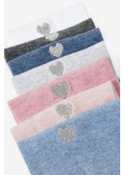 7 Pack Cotton Rich Heart Embroidered Ankle Socks