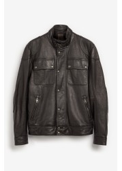 Signature Four Pocket Leather Biker Jacket