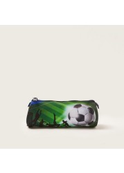 Juniors Football Print Trolley Backpack with Lunch Bag and Pencil Pouch - 20 inches