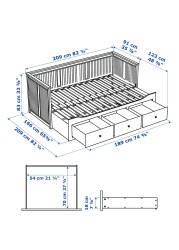 HEMNES سرير نهار بـ3 أدراج/مرتبتين