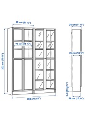 BILLY / OXBERG Bookcase with panel/glass doors