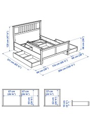 HEMNES هيكل سرير+4 صناديق تخزين