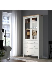 HEMNES Glass-door cabinet with 3 drawers