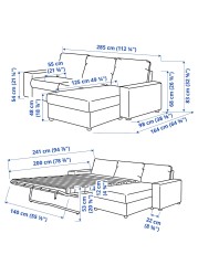 VIMLE 3-seat sofa-bed with chaise longue